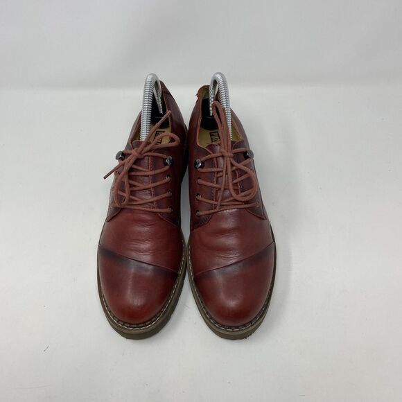 Pikolinos Shoes Womens Size 7.5 US Red Leather Oxford Lace Up Chunky Sole - Picture 4 of 14